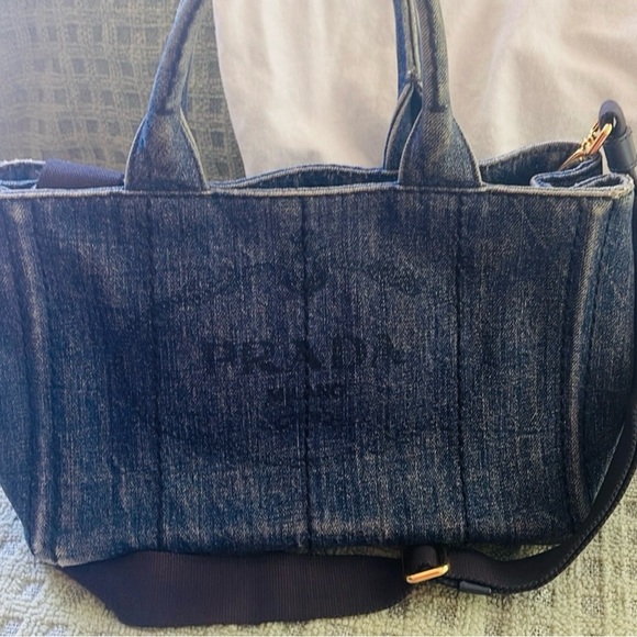 🎄Sale! Today only🎄Authentic Prada Canapa Tote in Blue Denim - Picture 2 of 10